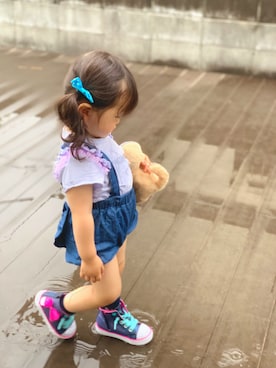 「90cm」｜「アイテム（オールインワン・サロペット）」を使った、のんちゃんさん（キッズ・74cm）の夏コーディネート