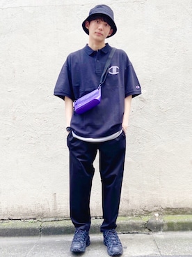 「FRUIT OF THE LOOM（フルーツオブザルーム）のアイテム（バッグ）」を使った、rightonharajukuさん（メンズ・174cm）の夏コーディネート