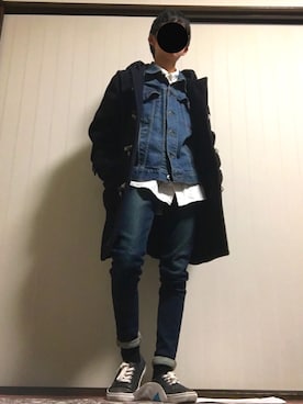 「フユコーデ」｜「アイテム（ダッフルコート）」を使った、ちびさん（メンズ・158cm）の春コーディネート