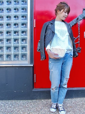 「アイテム（イヤリング）」を使った、RiNcさん（レディース・161cm）の春コーディネート