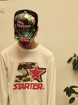 「STARTER BLACK LABEL(スターターブラックレーベル)のアイテム(帽子)」を使った、RiNcさん(メンズ・180cm)の春コーディネート