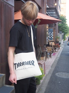 「THRASHER（スラッシャー）のアイテム」を使った、RiNcさん（メンズ・180cm）の春コーディネート