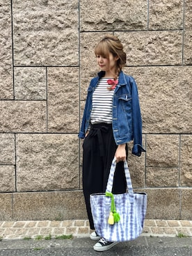 「snidel」｜「アイテム（スラックス）」を使った、RiNcさん（レディース・164cm）の春コーディネート