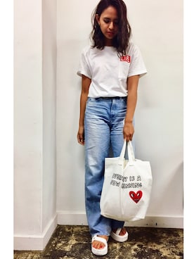 「Keith Haring（キース・ヘリング）のアイテム」を使った、RiNcさん（レディース・163cm）の春コーディネート