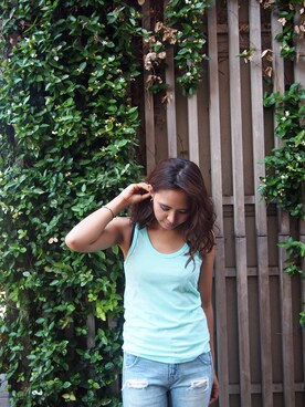 「FREESEAM（フリーシーム）のアイテム」を使った、RiNcさん（レディース・163cm）の夏コーディネート