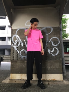 「STARTER BLACK LABEL（スターターブラックレーベル）のアイテム（Tシャツ/カットソー）」を使った、RiNcさん（メンズ・175cm）の夏コーディネート