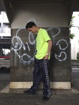 「STARTER BLACK LABEL（スターターブラックレーベル）のアイテム（Tシャツ/カットソー）」を使った、RiNcさん（メンズ・175cm）の夏コーディネート