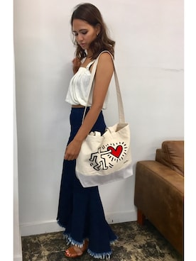 「Keith Haring（キース・ヘリング）のアイテム」を使った、RiNcさん（レディース・163cm）の夏コーディネート