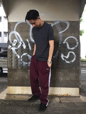 「FRED PERRY（フレッドペリー）のアイテム（パンツ）」を使った、RiNcさん（メンズ・170cm）の夏コーディネート
