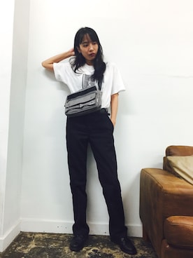 「KANGOL（カンゴール）のアイテム（バッグ）」を使った、RiNcさん（レディース・163cm）の夏コーディネート