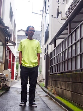 「STARTER BLACK LABEL（スターターブラックレーベル）のアイテム（Tシャツ/カットソー）」を使った、RiNcさん（メンズ・175cm）の夏コーディネート