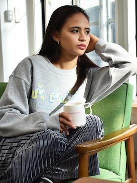 「UCLA（ユーシーエルエー）のアイテム」を使った、RiNcさん（レディース・163cm）の春コーディネート