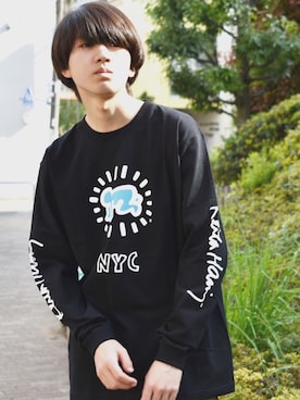 「Keith Haring（キース・ヘリング）のアイテム」を使った、RiNcさん（メンズ・170cm）の春コーディネート