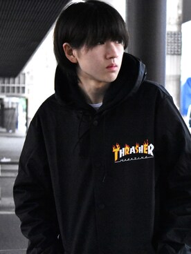 「スケボー」｜「アイテム（ナイロンジャケット）」を使った、RiNcさん（メンズ・170cm）の夏コーディネート