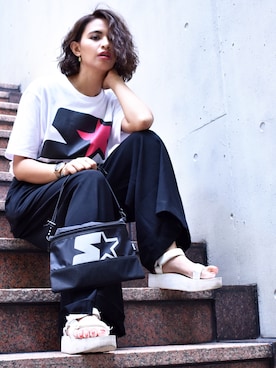 「STARTER BLACK LABEL（スターターブラックレーベル）のアイテム（トップス）」を使った、RiNcさん（レディース・163cm）の夏コーディネート