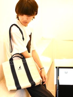「KANGOL（カンゴール）のアイテム（バッグ）」を使った、RiNcさん（メンズ・170cm）の夏コーディネート