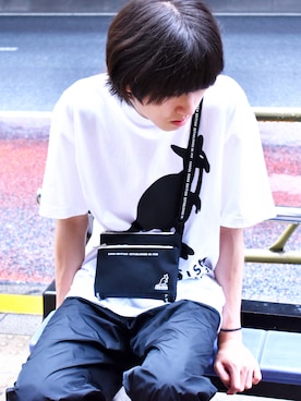 「KANGOL（カンゴール）のアイテム（バッグ）」を使った、RiNcさん（メンズ・170cm）の夏コーディネート