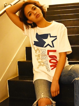 「STARTER BLACK LABEL（スターターブラックレーベル）のアイテム（トップス）」を使った、RiNcさん（レディース・163cm）の夏コーディネート