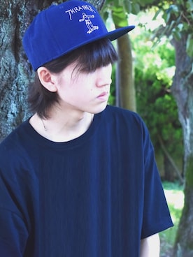 「THRASHER（スラッシャー）のアイテム（帽子）」を使った、RiNcさん（メンズ・170cm）の夏コーディネート