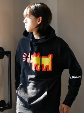 「Keith Haring（キース・ヘリング）のアイテム」を使った、RiNcさん（メンズ・170cm）の冬コーディネート