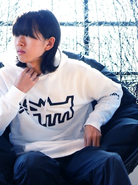 「Keith Haring（キース・ヘリング）のアイテム」を使った、RiNcさん（メンズ・170cm）の冬コーディネート