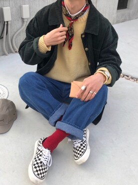 「SEVENDAYS=SUNDAY（セブンデイズサンデイ）のアイテム（キャップ）」を使った、カズキさん（メンズ・174cm）の冬コーディネート