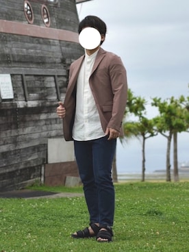 「ベージュ×ブルー」｜JUKIYA.さん（メンズ・162cm）の夏コーディネート