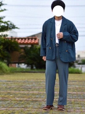 「ブルー x ホワイト」｜「アイテム（腕時計）」を使った、JUKIYA.さん（メンズ・162cm）の秋コーディネート