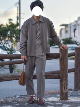 「グレージュ」｜「アイテム（ブルゾン）」を使った、JUKIYA.さん（メンズ・162cm）の秋コーディネート