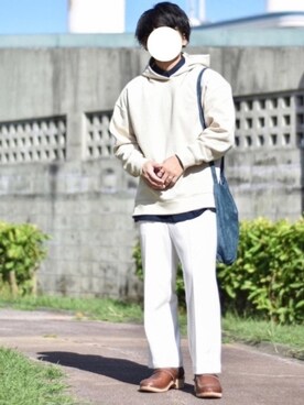 「ブルー x ホワイト」｜「アイテム（腕時計）」を使った、JUKIYA.さん（メンズ・162cm）の秋コーディネート