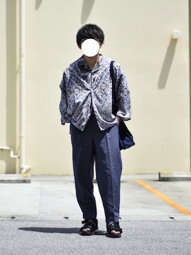 「柄×柄」｜「アイテム（雑誌）」を使った、JUKIYA.さん（メンズ・162cm）の夏コーディネート