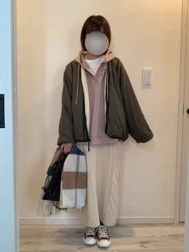 「chocomee（チョコミー）のアイテム（スカート）」を使った、ゆう( ¨̮ )さん（レディース・153cm）の冬コーディネート