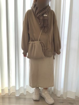 「アイテム（パーカー、グリーン系）」を使った、ゆう( ¨̮ )さん（レディース・153cm）の春コーディネート