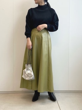 「スクエアトゥ」｜「アイテム（ブーティ）」を使った、みーやんさん（レディース・155cm）の冬コーディネート