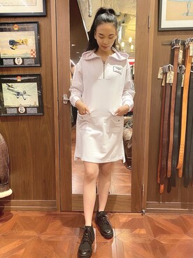 「AVIREX（アヴィレックス）のアイテム（ブーツ）」を使った、Hana Chuさん（レディース・168cm）の秋コーディネート