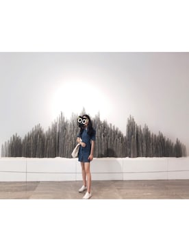 「Champion（チャンピオン）のアイテム（ショルダーバッグ、ホワイト系）」を使った、杉杉子さん（レディース・165cm）の秋コーディネート