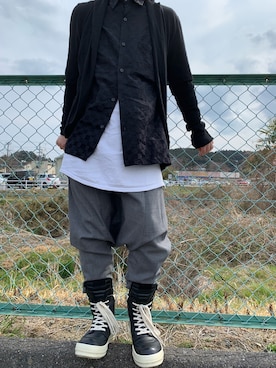 「Rick Owens（リックオウエンス）のアイテム（スニーカー、ブラック系）」を使った、Daiさん（メンズ・164cm）の春コーディネート