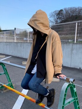 「Dr. Martens（ドクターマーチン）のアイテム（ブーツ、ブラック系）」を使った、Daiさん（メンズ・164cm）の春コーディネート