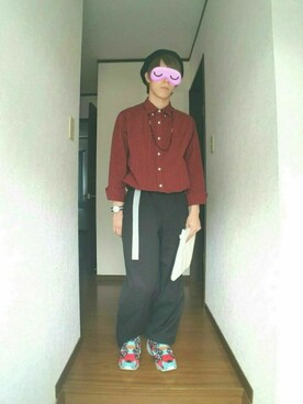 「赤チェック」｜「アイテム（アナログ腕時計）」を使った、たっくん63さん（メンズ・163cm）の春コーディネート