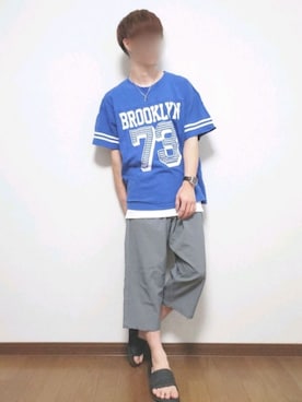 「RAGEBLUE（レイジブルー）のPEガウチョパンツ/793673（その他パンツ）」を使った、たっくん63さん（メンズ・163cm）の夏コーディネート