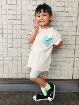 「ピース！」｜みにょさん（キッズ・110cm）の夏コーディネート