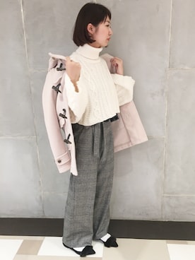「SHIPS（シップス）のアイテム（ダッフルコート）」を使った、菅沼さん（レディース・162cm）の冬コーディネート