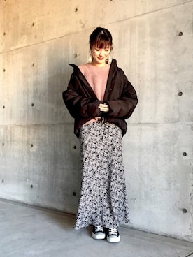 「CONVERSE（コンバース）のconverse（コンバース） ALL STAR OX（オールスターOX）（スニーカー）」を使った、秋山 里織さん（レディース・158cm）の冬コーディネート