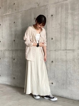 「CONVERSE（コンバース）のconverse（コンバース） ALL STAR OX（オールスターOX）（スニーカー）」を使った、秋山 里織さん（レディース・158cm）の夏コーディネート