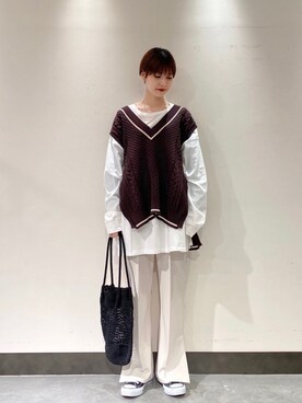 「CONVERSE（コンバース）のconverse（コンバース） ALL STAR OX（オールスターOX）（スニーカー）」を使った、秋山 里織さん（レディース・158cm）の春コーディネート