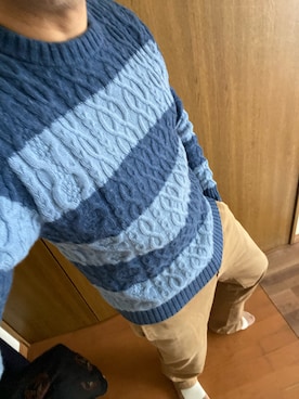 「CALEE（キャリー）のアイテム（チノパンツ）」を使った、飛車角さん（メンズ・180cm）の冬コーディネート