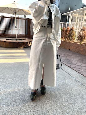 「アイテム（ローファー、グリーン系）」を使った、miku kodamaさん（レディース・156cm）の春コーディネート