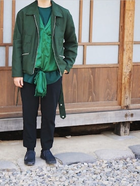 「soe（ソーイ）のアイテム（ブルゾン）」を使った、Tさん（メンズ・169cm）の春コーディネート