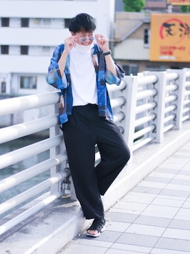 「コロナに負けない」｜「アイテム（サンダル）」を使った、たくやさん（メンズ・174cm）の夏コーディネート