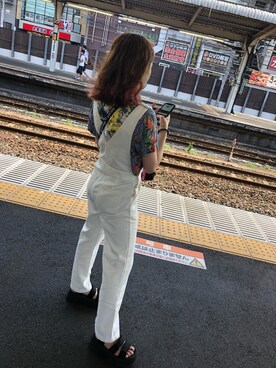 「Omekashi（オメカシ）のアイテム（オールインワン・サロペット）」を使った、aayk__1339インスタ見てねさん（レディース・155cm）の夏コーディネート